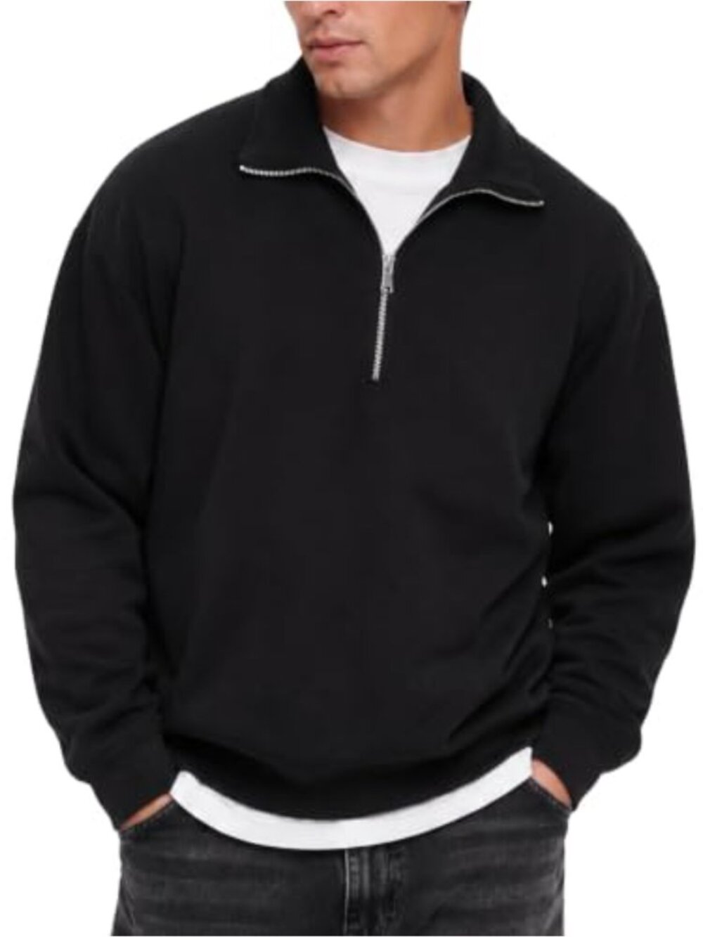 Quarter Zip Sweatshirt Mens Long Sleeve Pullover Sweater